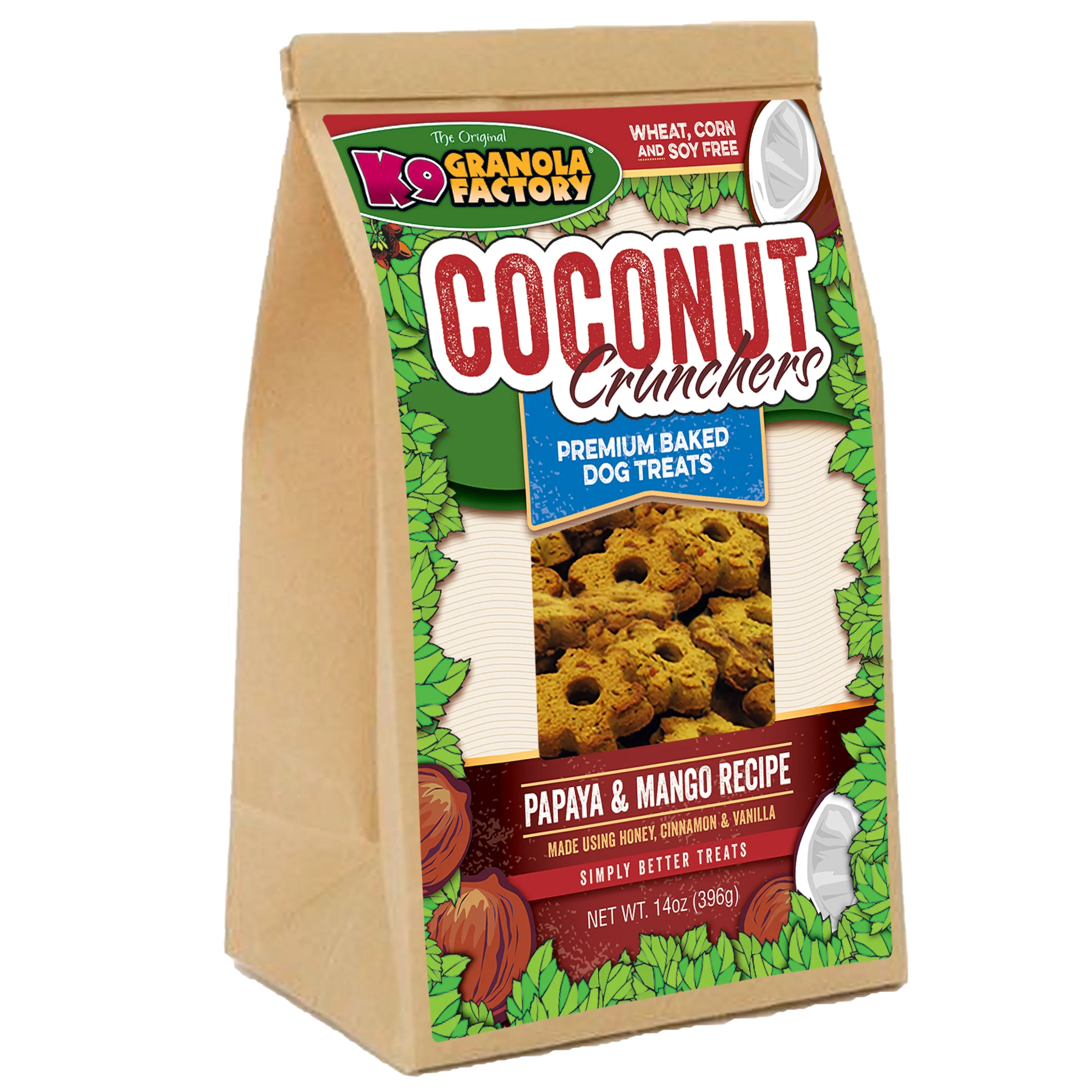 K9 Granola Factory Coconut Crunchers, Papaya & Mango Recipe Dog Treats (14oz)