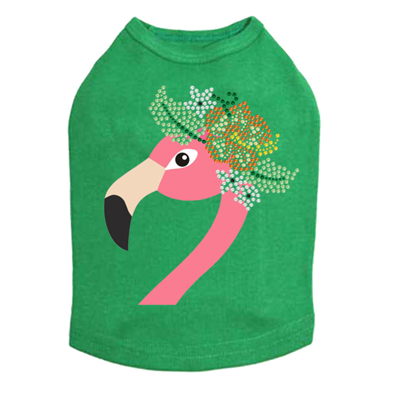 Flamingo with Flowers - Dog Tank