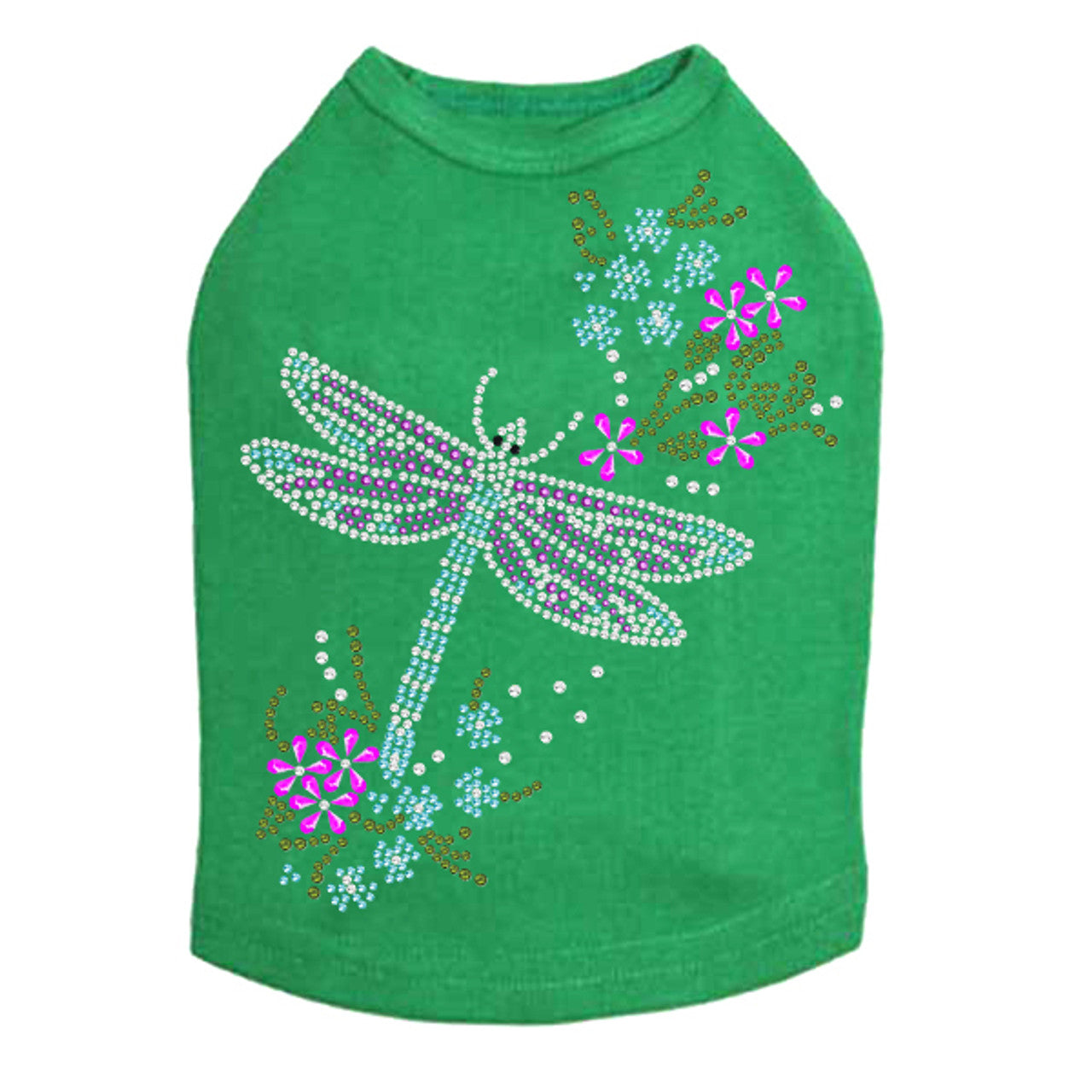 Dragonfly with Flowers - Dog Tank