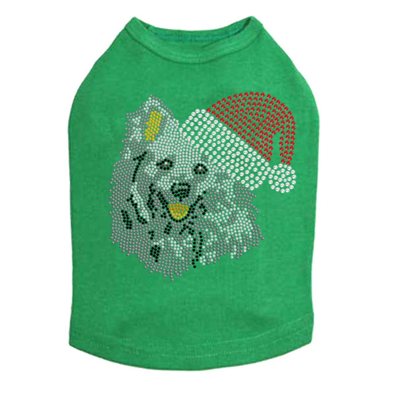 American Eskimo with Santa Hat - Dog Tank