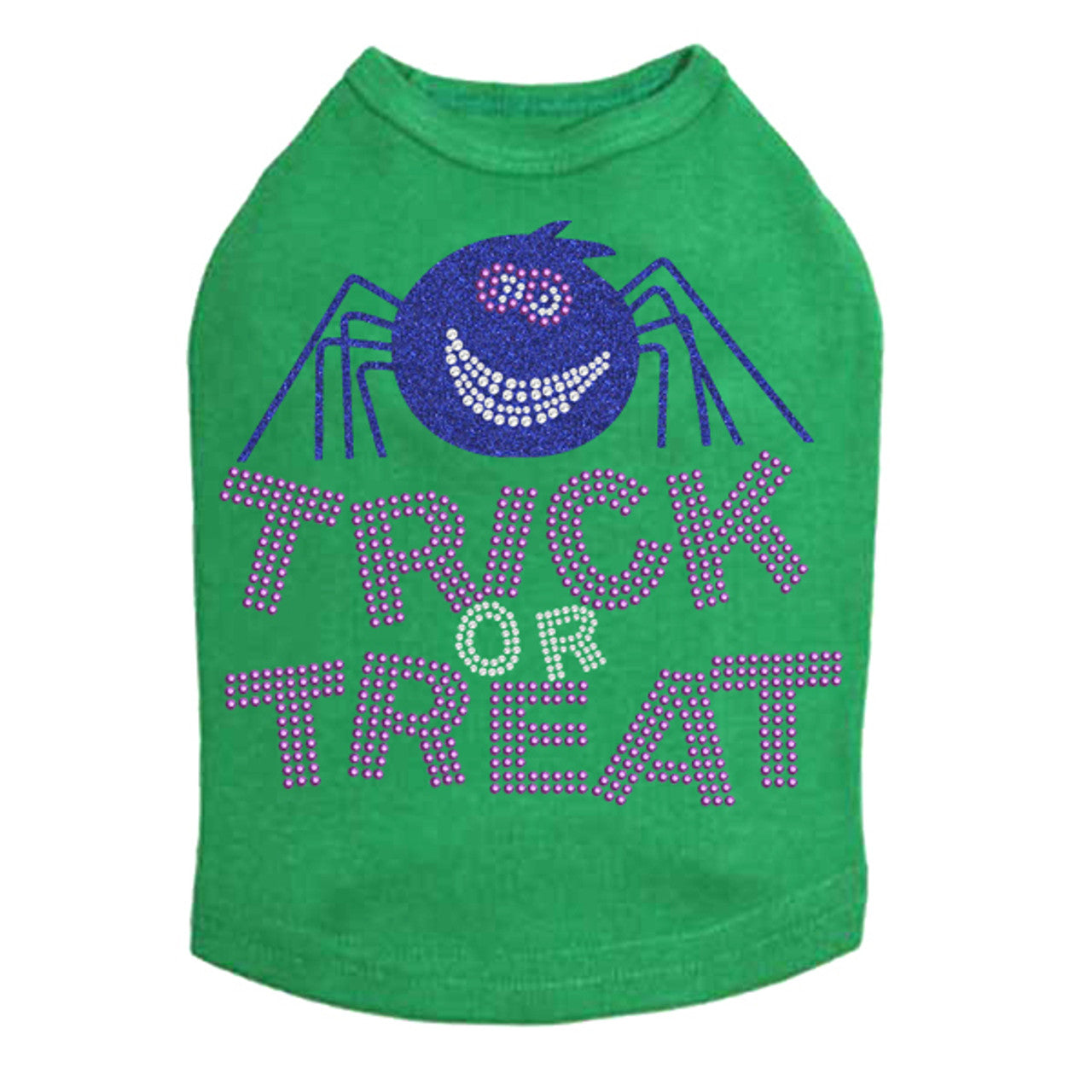 Trick or Treat with Blue Glitter Spider - Dog Tank