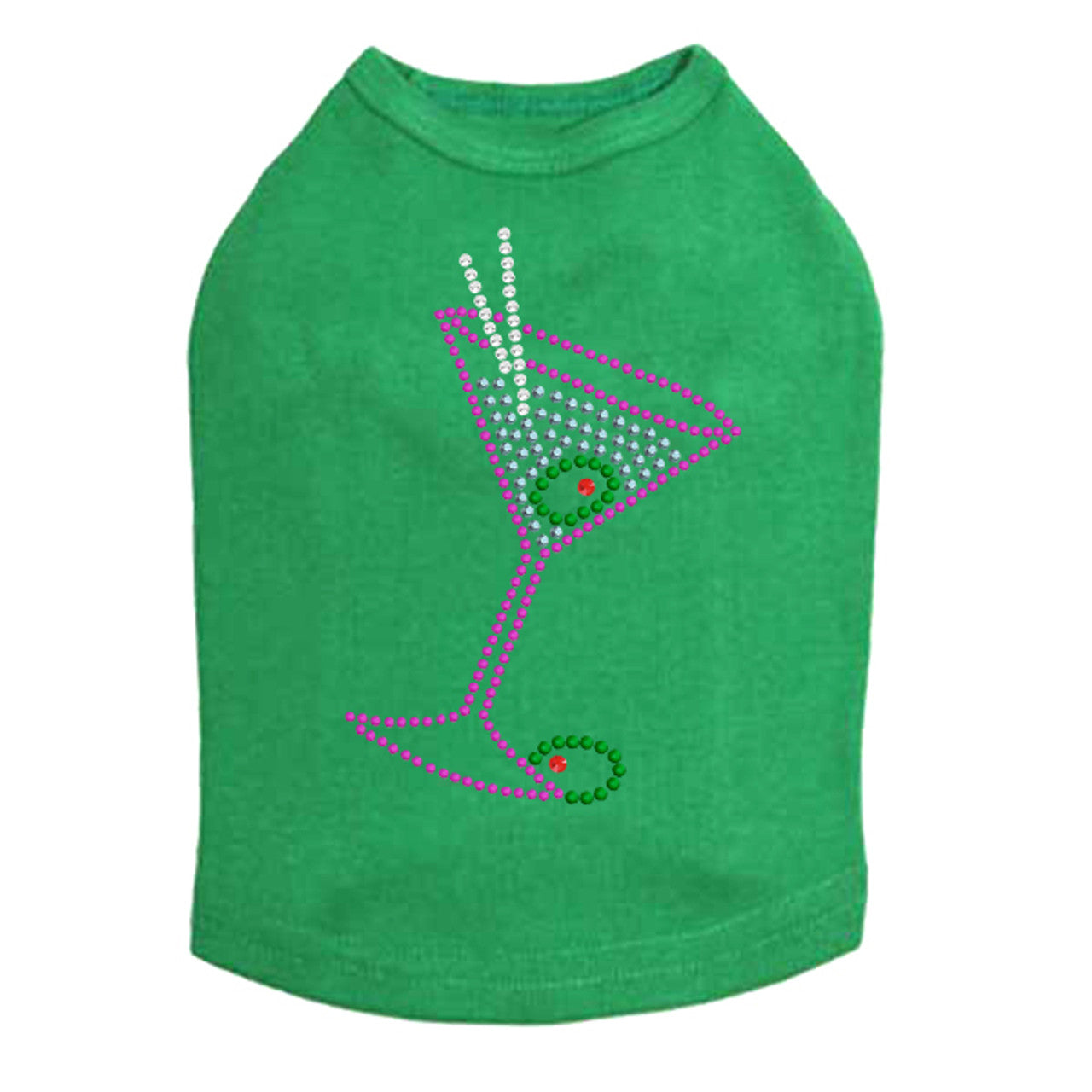 Martini - Fuchsia with Blue Rhinestones - Dog Tank