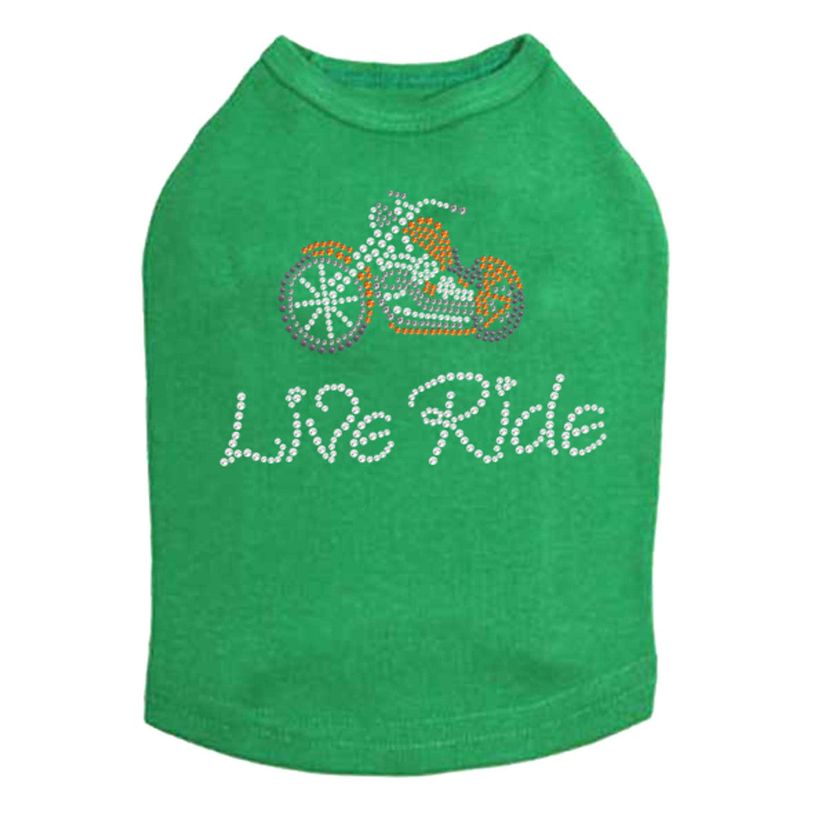 Live - Ride - Orange Motorcycle - Dog Tank