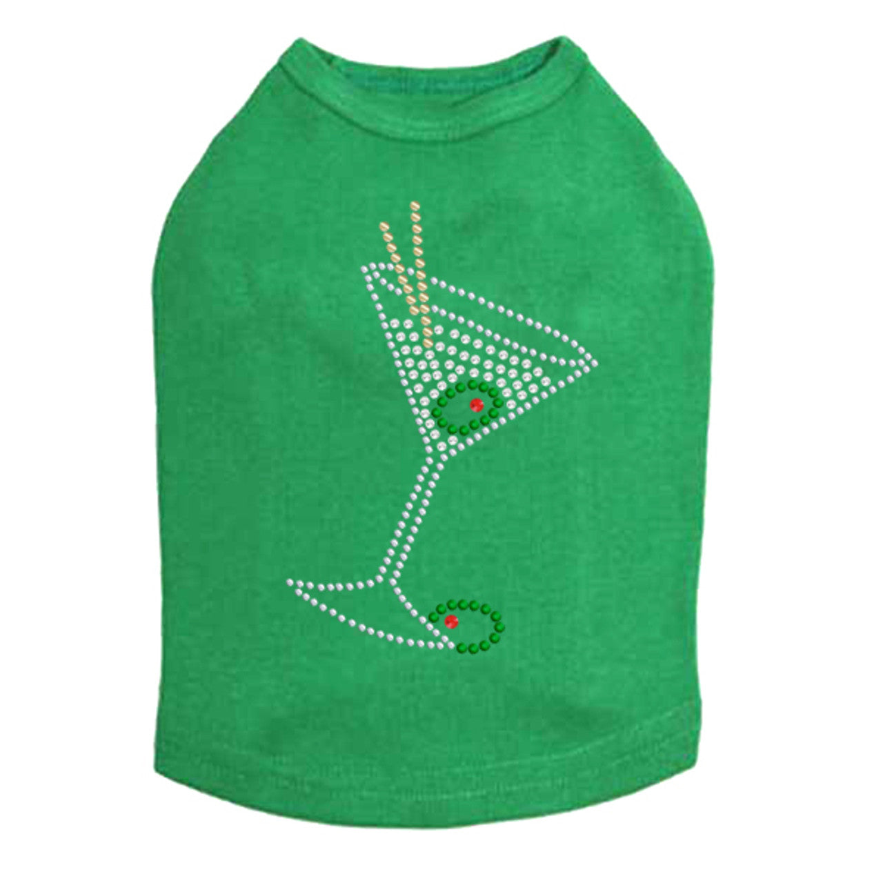 Martini - Silver Rhinestone - Dog Tank