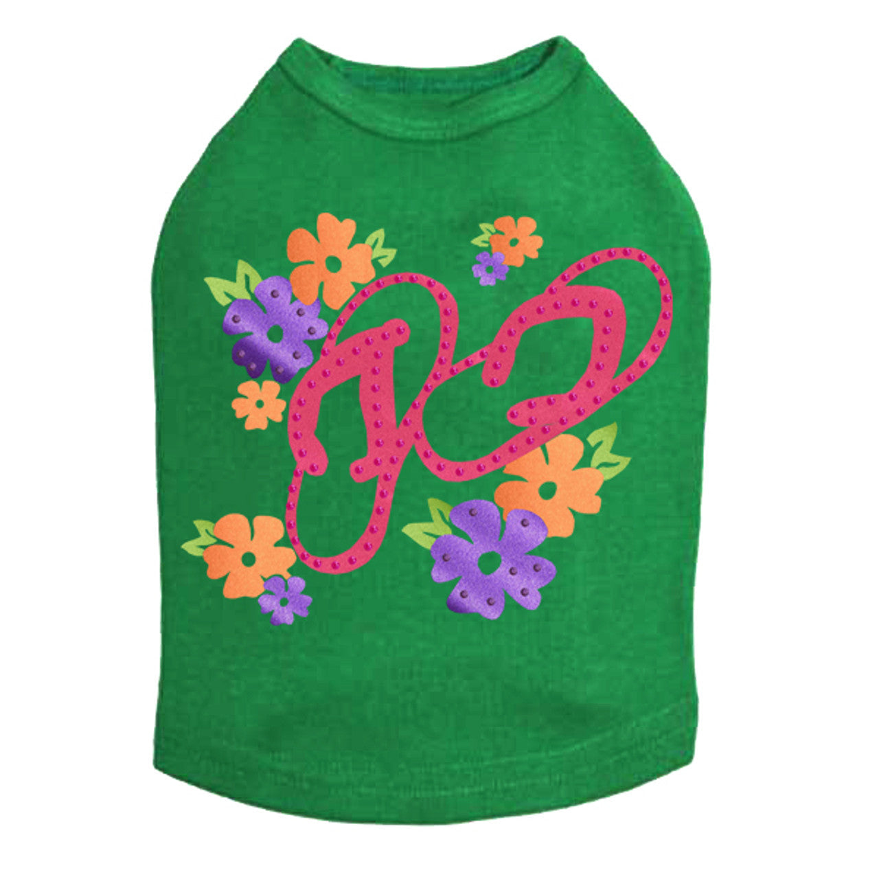 Satin Flip Flops with Flowers - Dog Tank