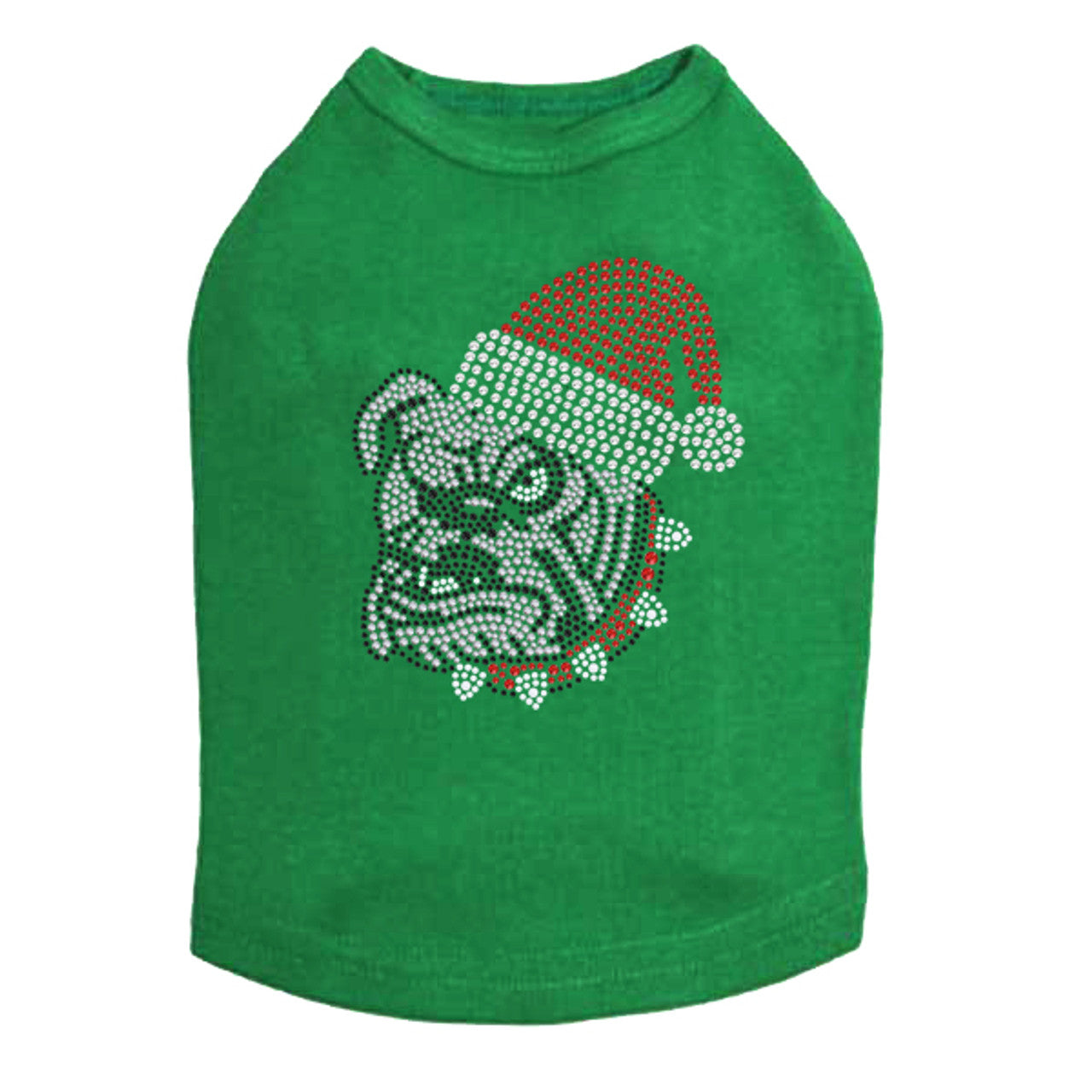 Bulldog Face (White) with Santa Hat - Dog Tank