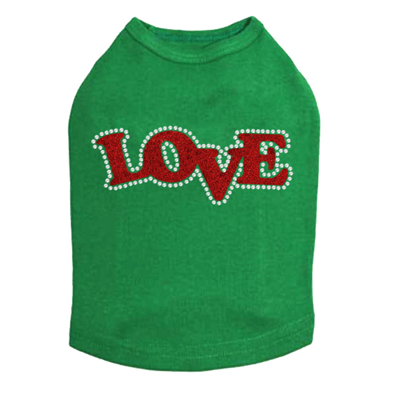 Love (Red Glitter) - Dog Tank