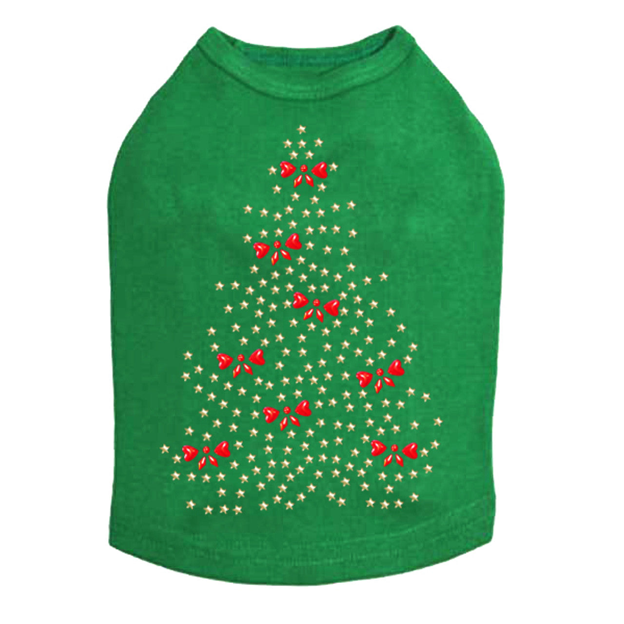 Gold Christmas Tree with Red Bows - Dog Tank