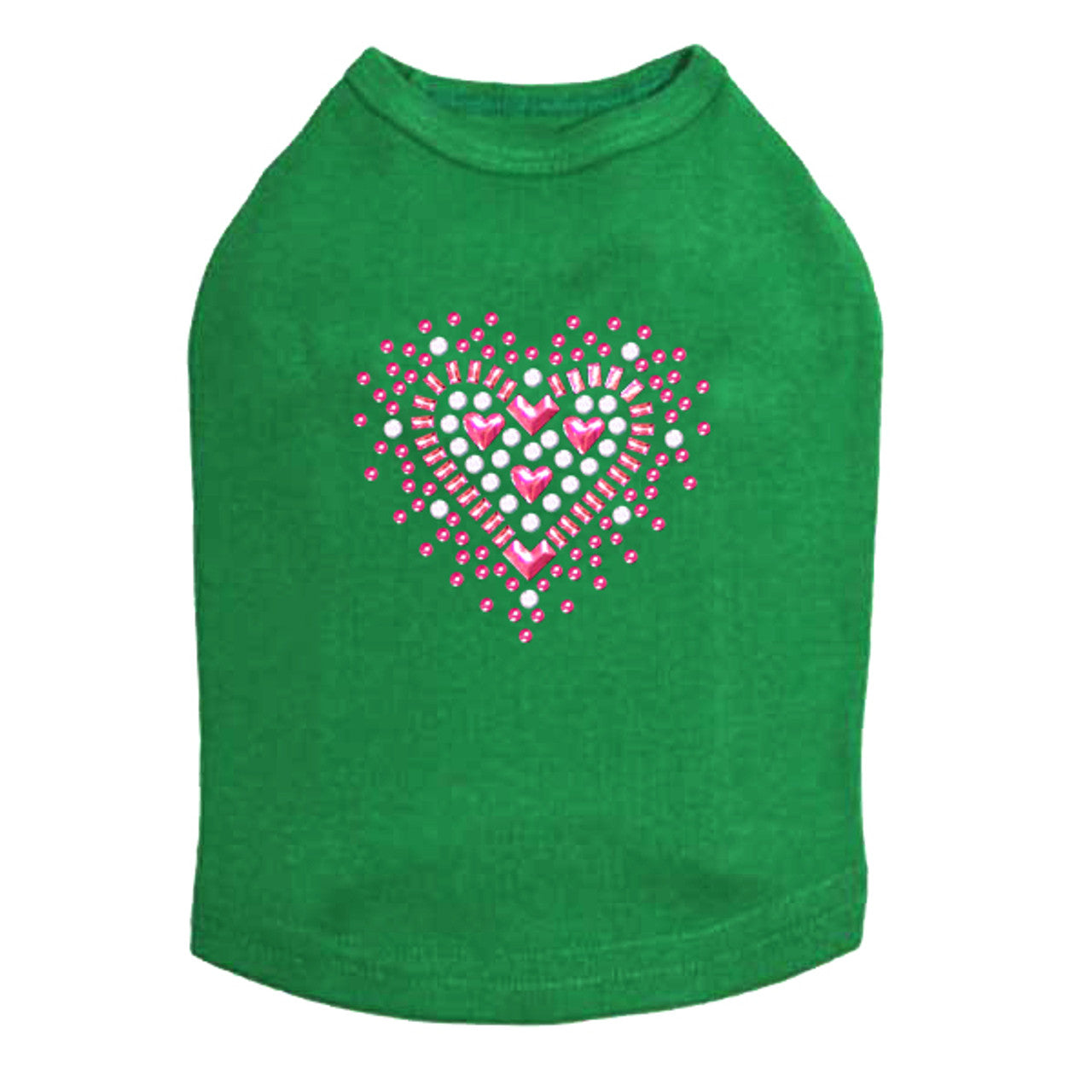 Pink Austrian crystal Heart - Dog Tank