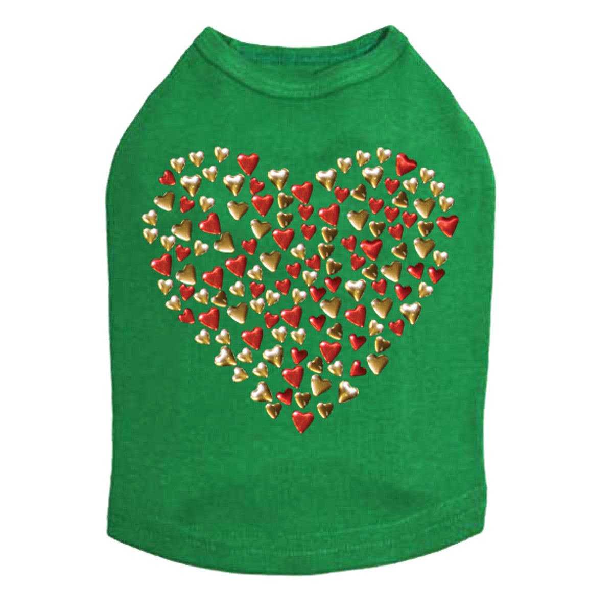 Red & Gold Nailhead Hearts - Dog Tank