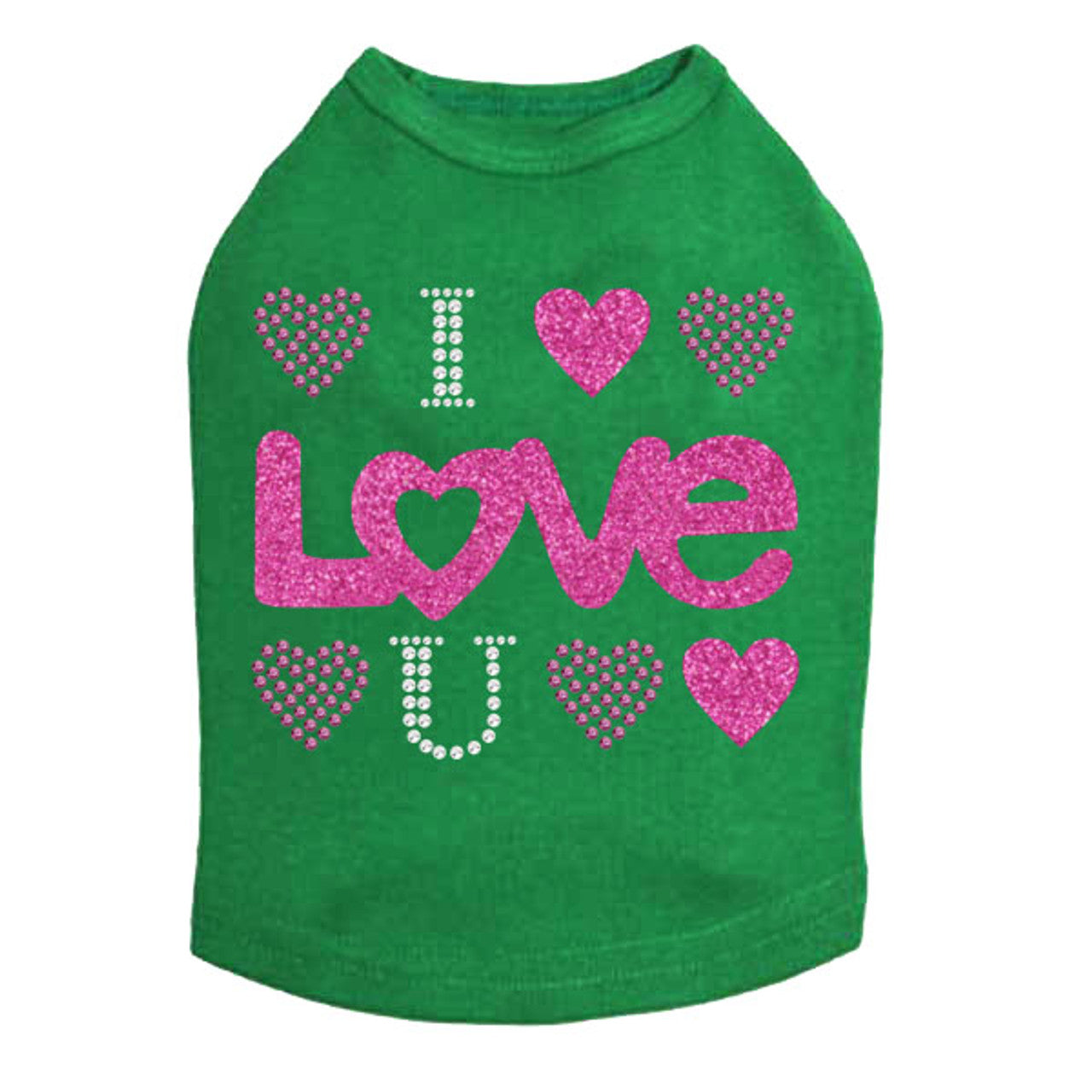 I Love You Pink Glitter - Dog Tank
