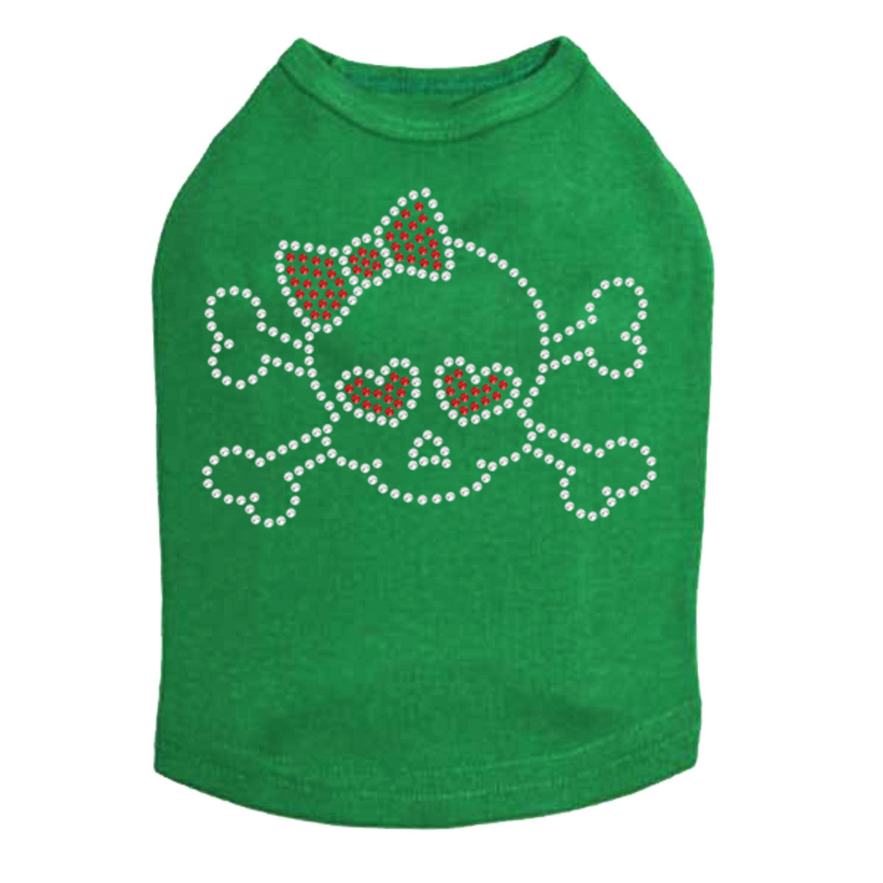 Skull with Red Bow - Dog Tank