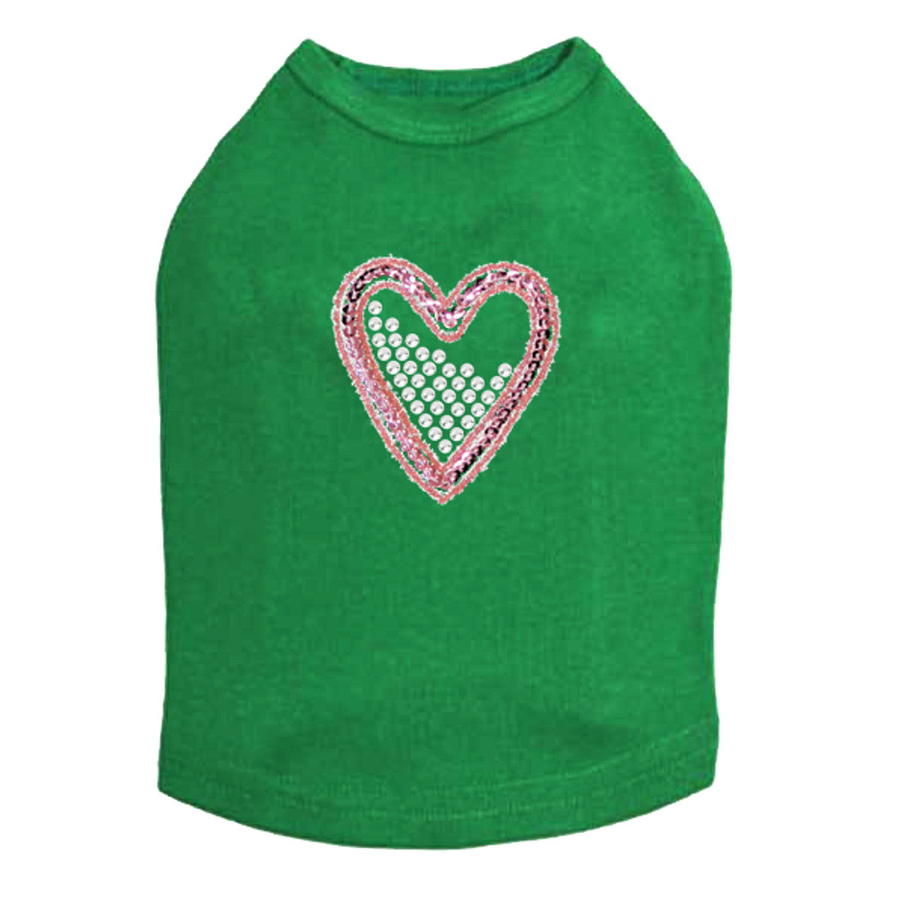 Pink Sequin & Rhinestone Heart - Dog Tank