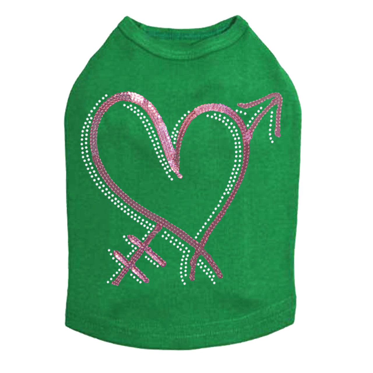 Pink Sequin Heart with Arrow - Dog Tank