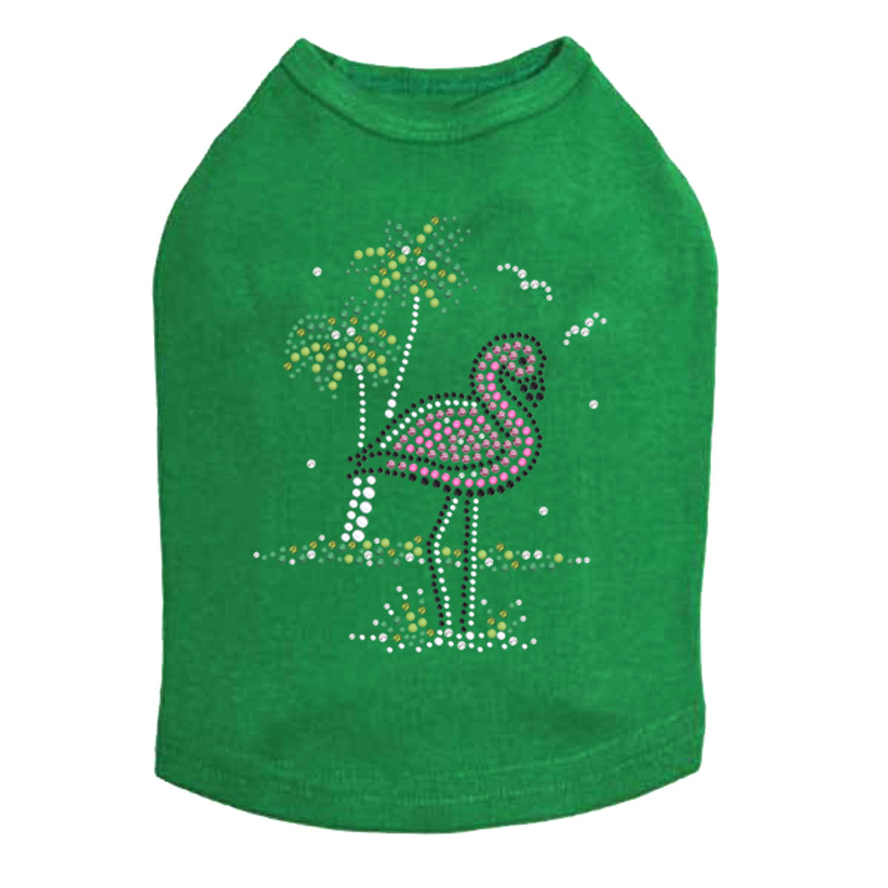 Pink Flamingo with Palm Trees - Dog Tank