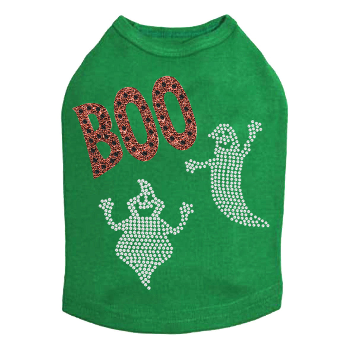 Orange Glitter Boo with Rhinestone Ghost - Dog Tank