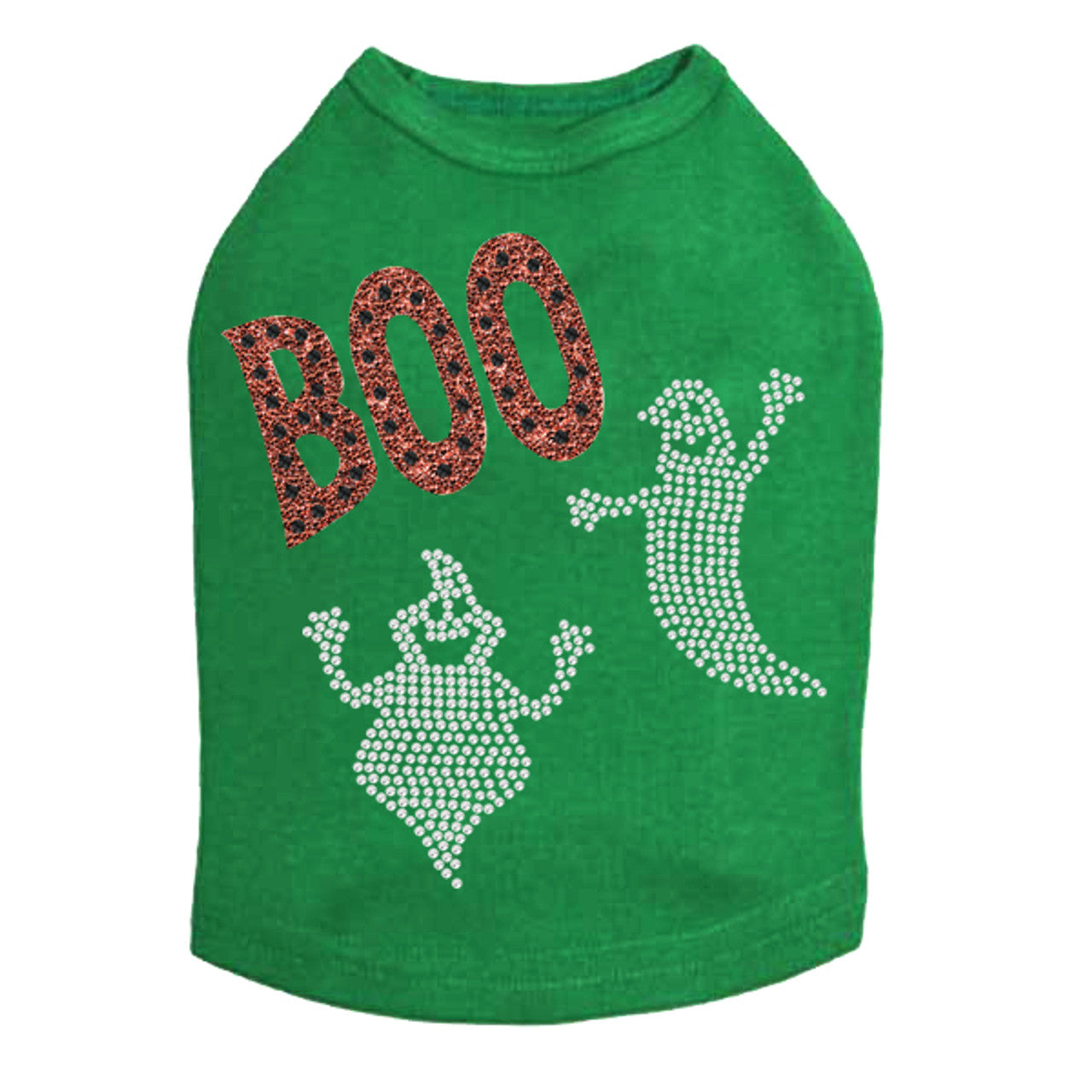 Orange Glitter Boo with Rhinestone Ghost - Dog Tank