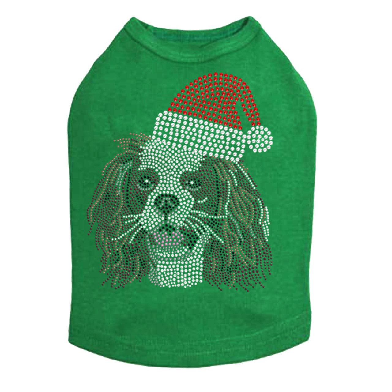 Cavalier King Charles Spaniel with Santa Hat - Dog Tank