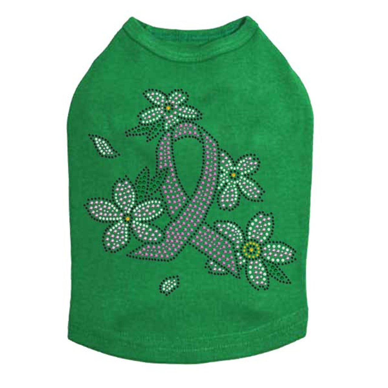 Pink Ribbon with Flowers - Dog Tank