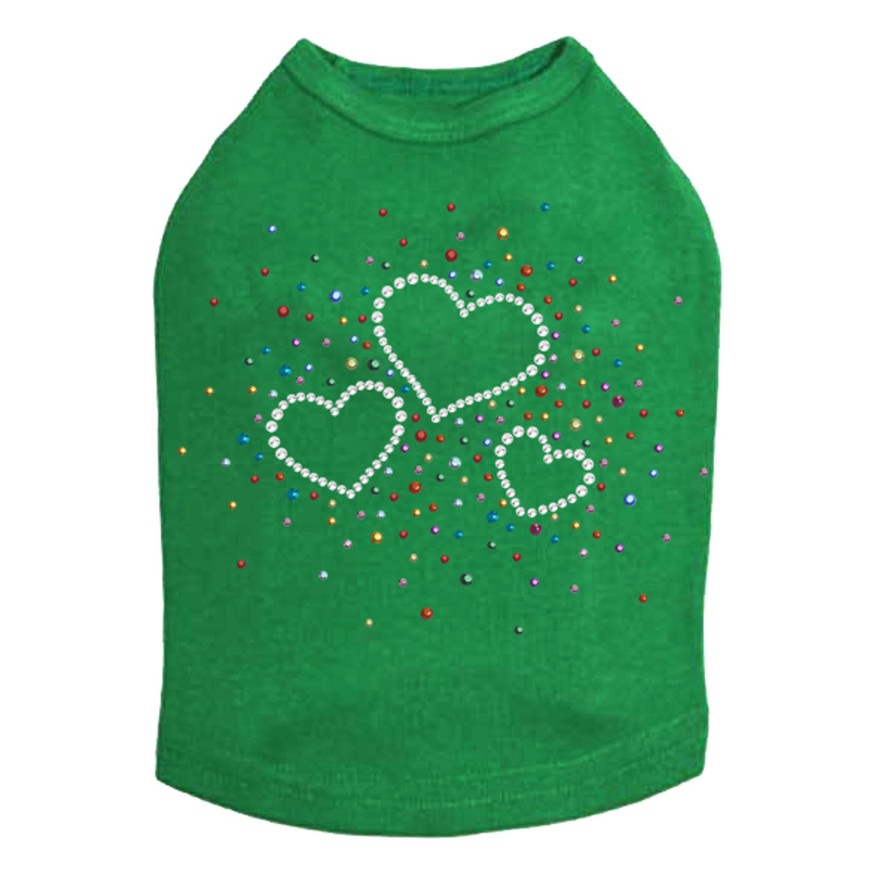 Three Hearts with Multicolored Studs - Dog Tank
