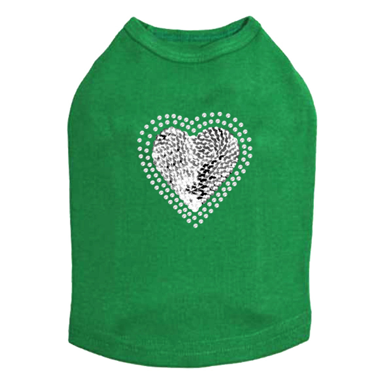 Sequin Silver Heart - Dog Tank