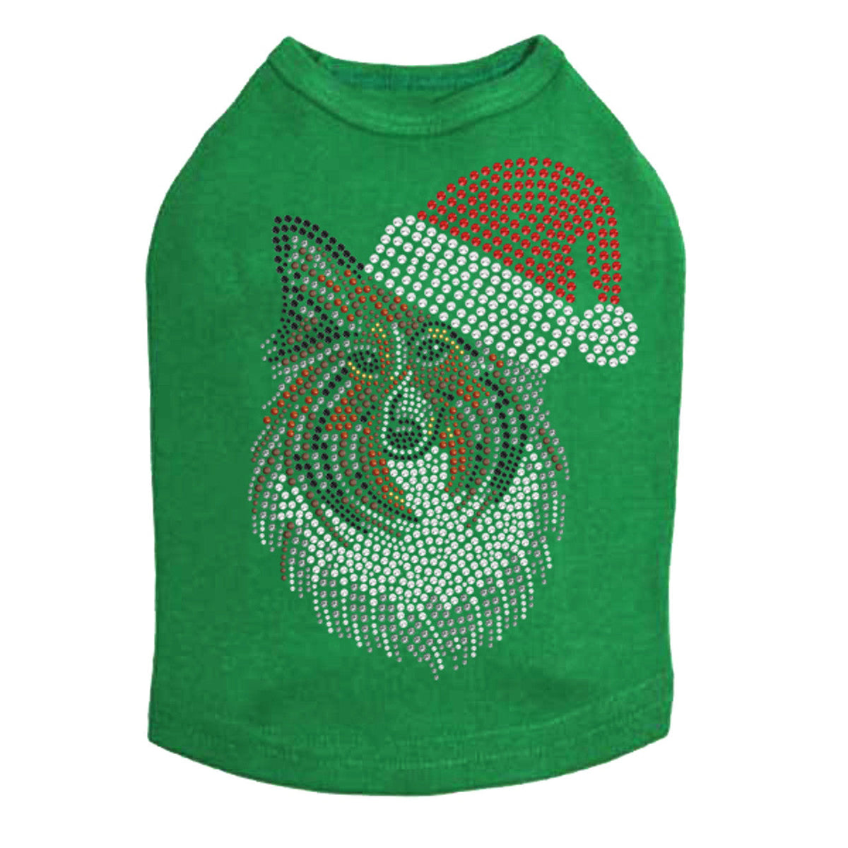 Sheltie Face with Santa Hat - Dog Tank