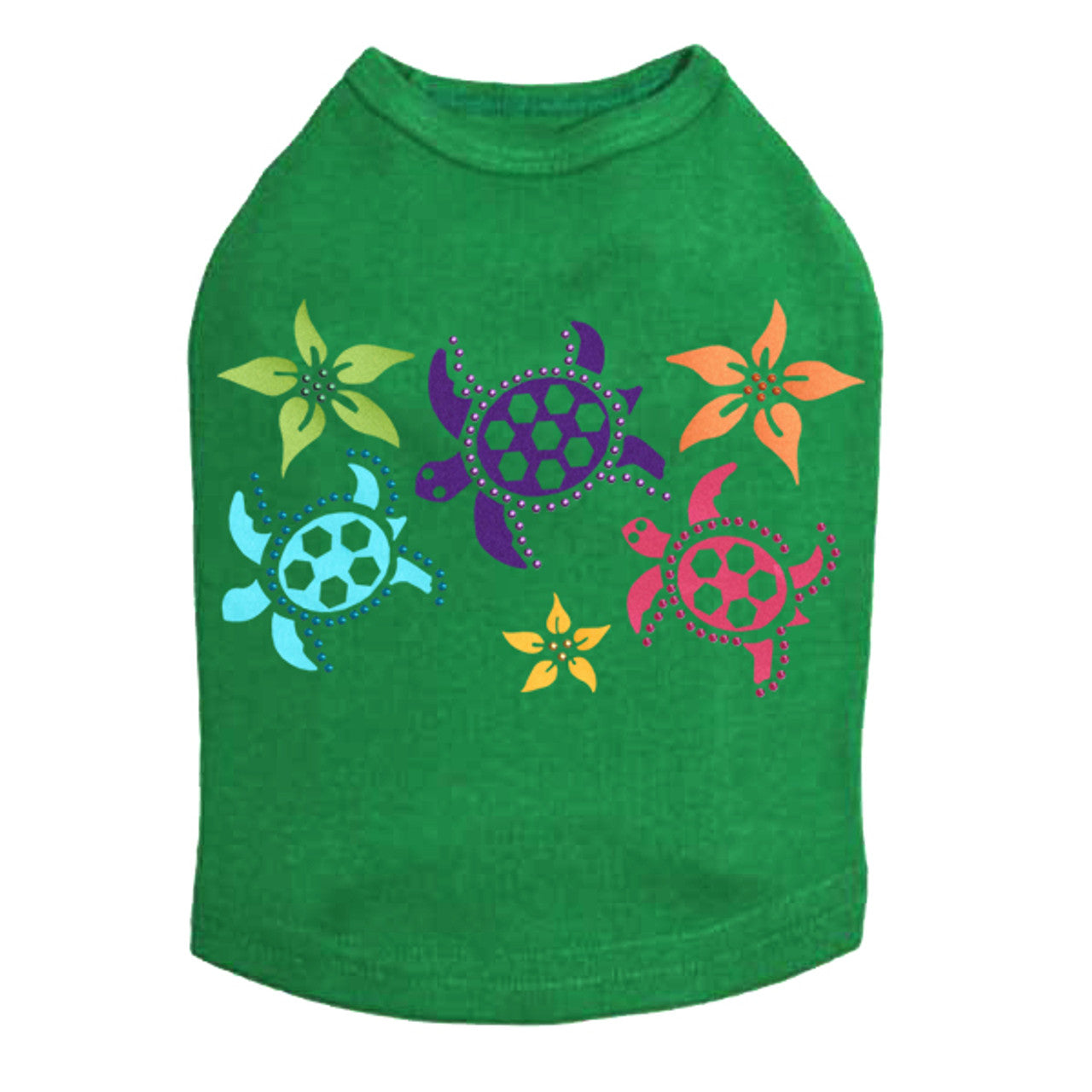 Satin Sea Turtles with Flowers - Dog Tank