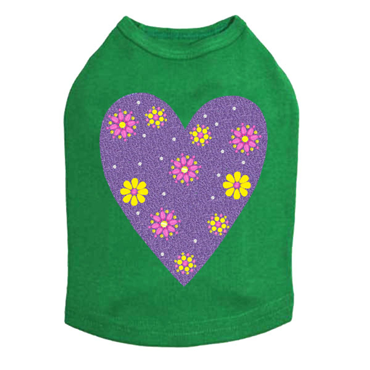 Purple Glitter Heart - Dog Tank