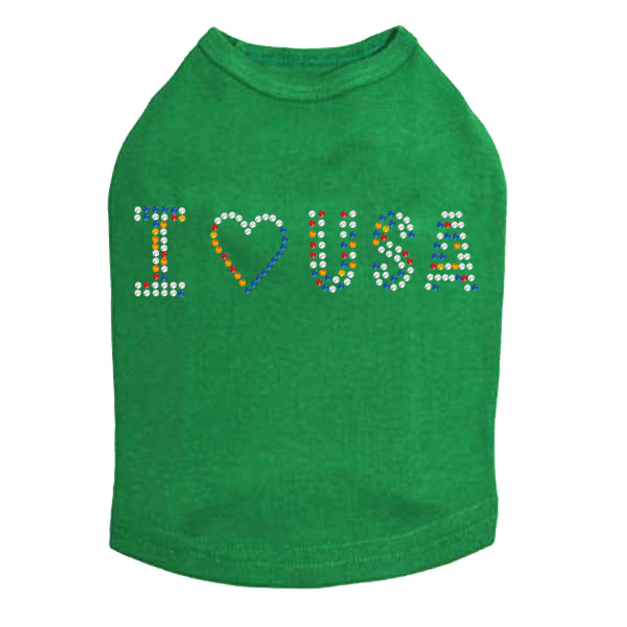 I Love USA (Multicolor Rhinestones) - Dog Tank