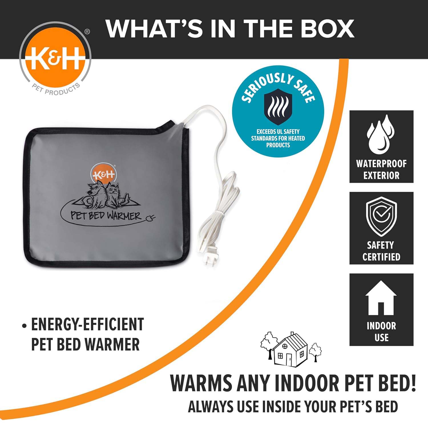 K&H Pet Bed Warmer - Indoor Heated Pad for Cats & Dogs, Thermostatically Controlled, Energy-Efficient, Safe for Arthritis & Comfort