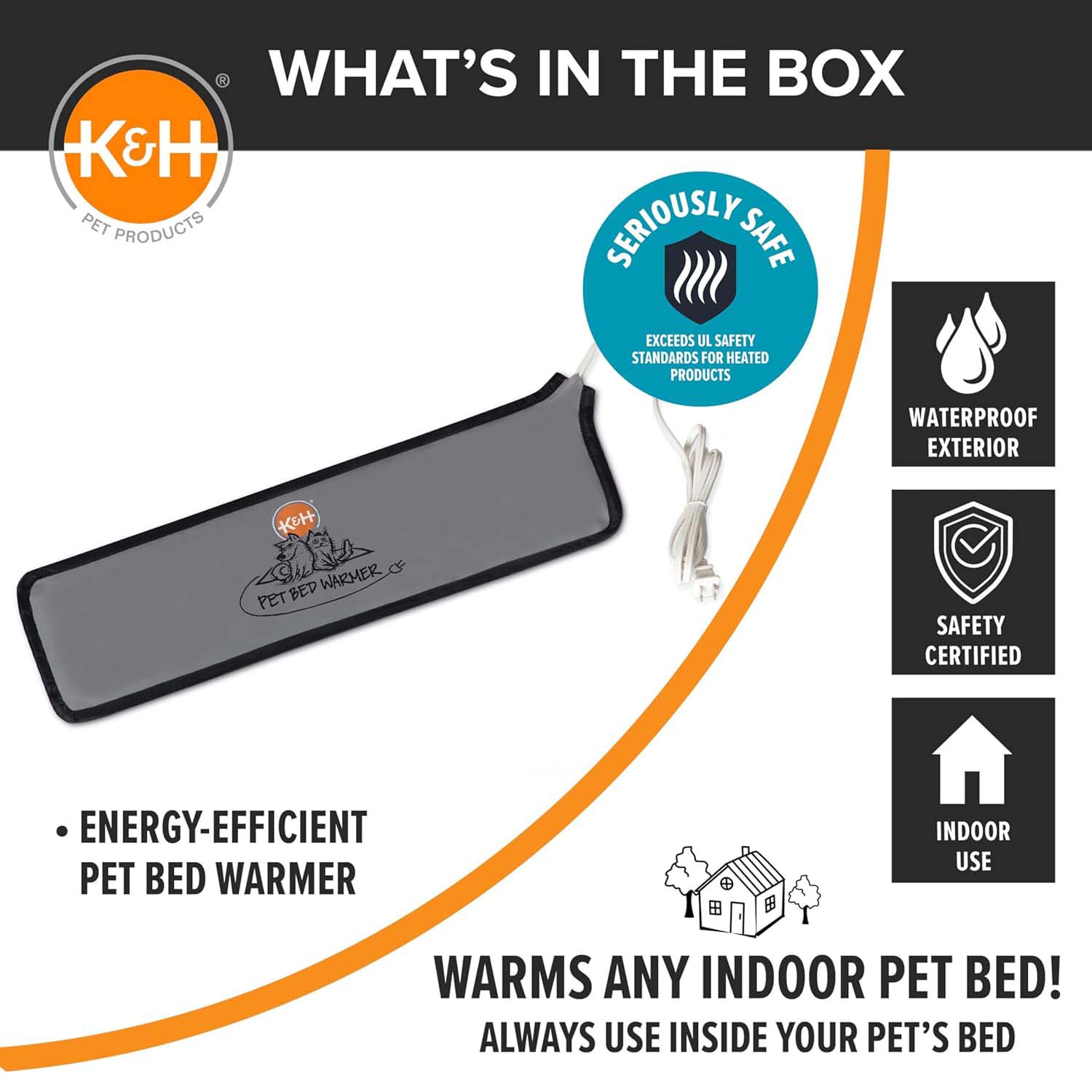 K&H Pet Bed Warmer - Indoor Heated Pad for Cats & Dogs, Thermostatically Controlled, Energy-Efficient, Safe for Arthritis & Comfort