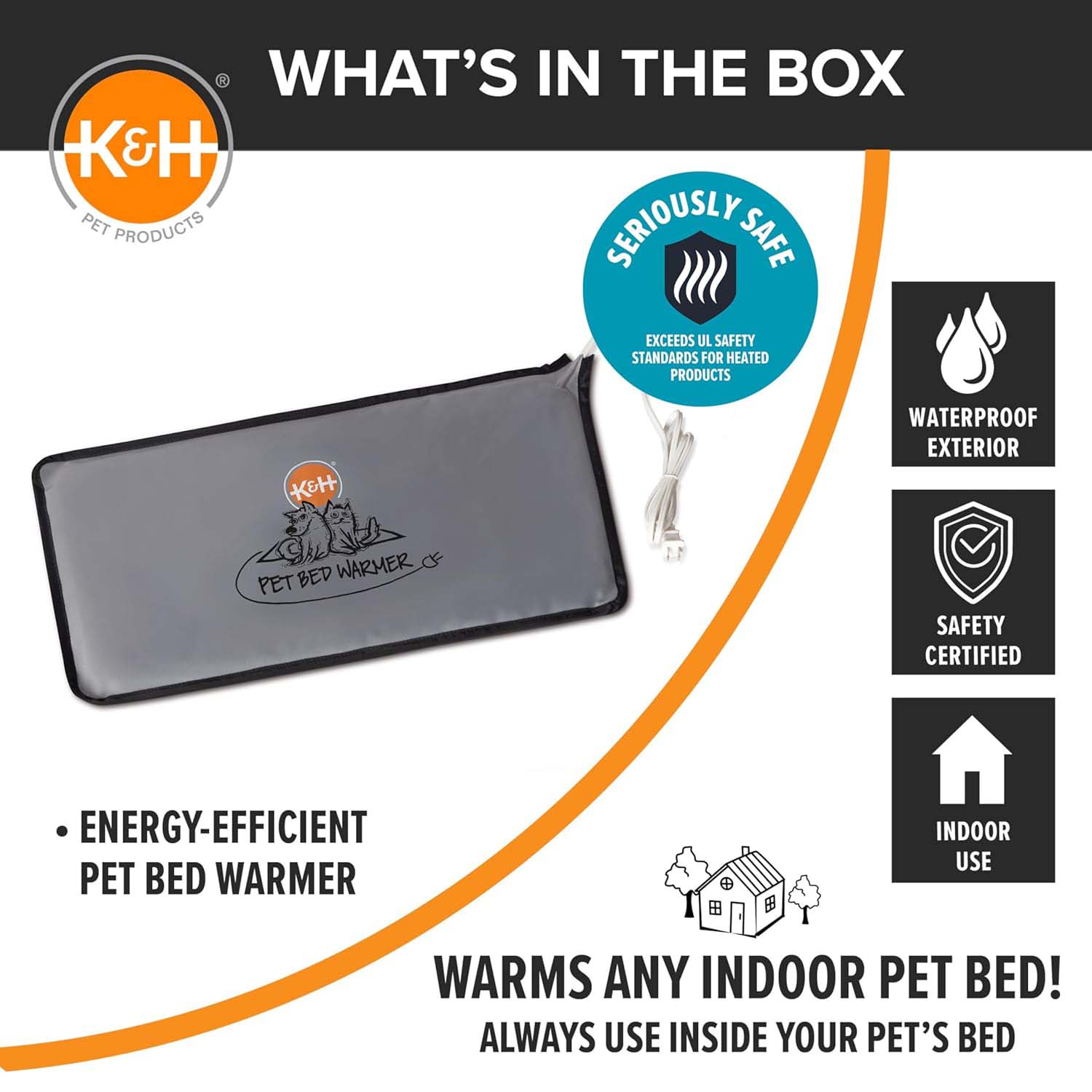 K&H Pet Bed Warmer - Indoor Heated Pad for Cats & Dogs, Thermostatically Controlled, Energy-Efficient, Safe for Arthritis & Comfort