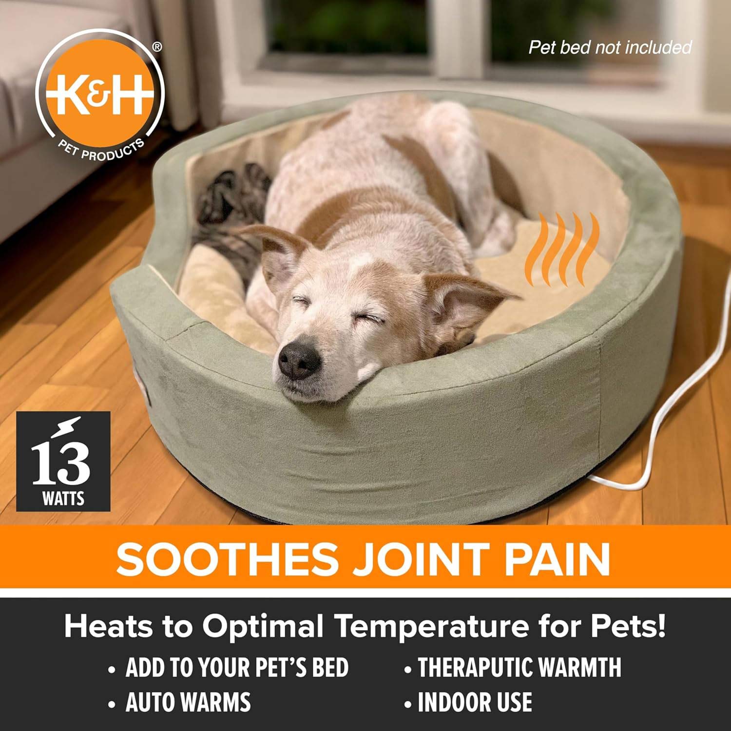 K&H Pet Bed Warmer - Indoor Heated Pad for Cats & Dogs, Thermostatically Controlled, Energy-Efficient, Safe for Arthritis & Comfort