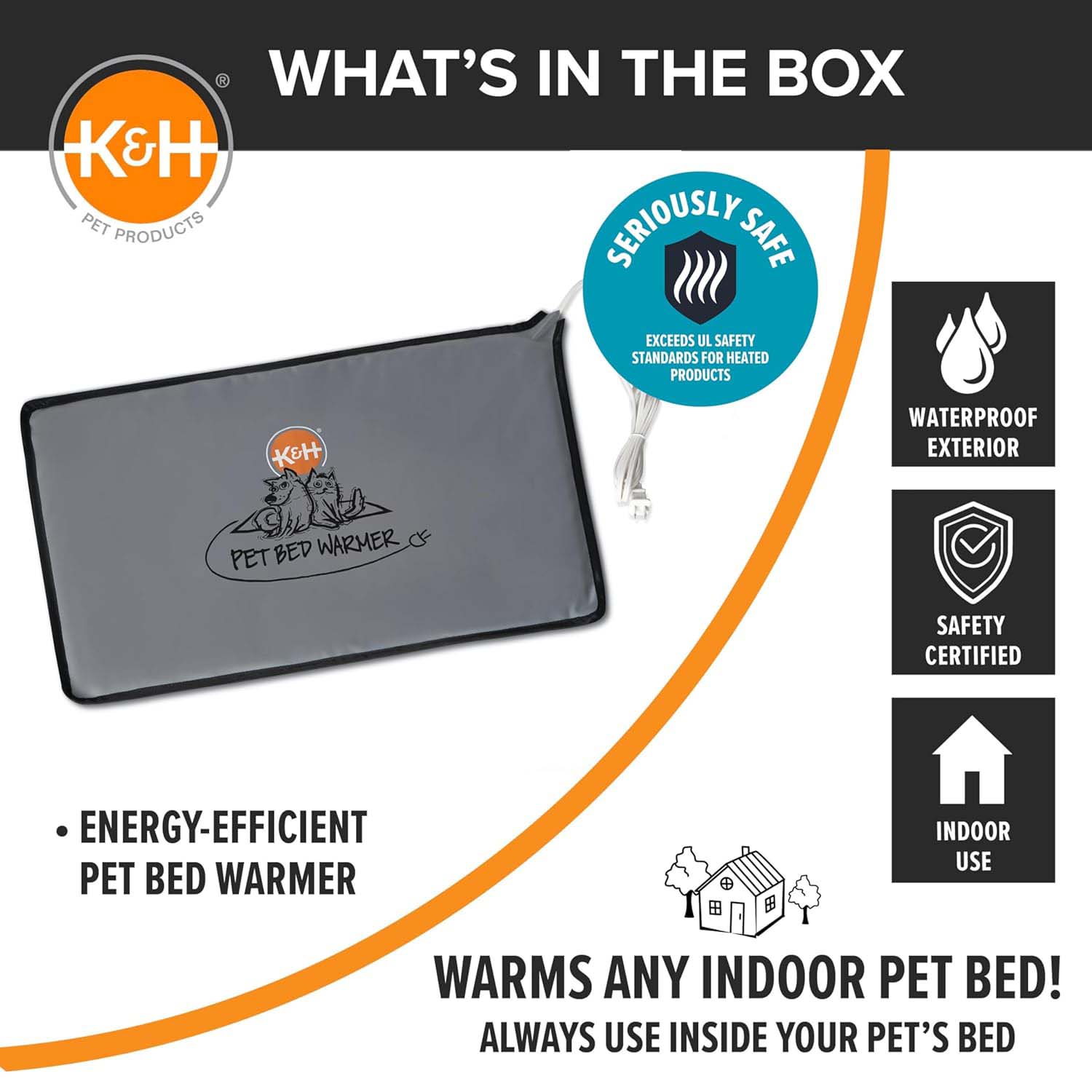 K&H Pet Bed Warmer - Indoor Heated Pad for Cats & Dogs, Thermostatically Controlled, Energy-Efficient, Safe for Arthritis & Comfort