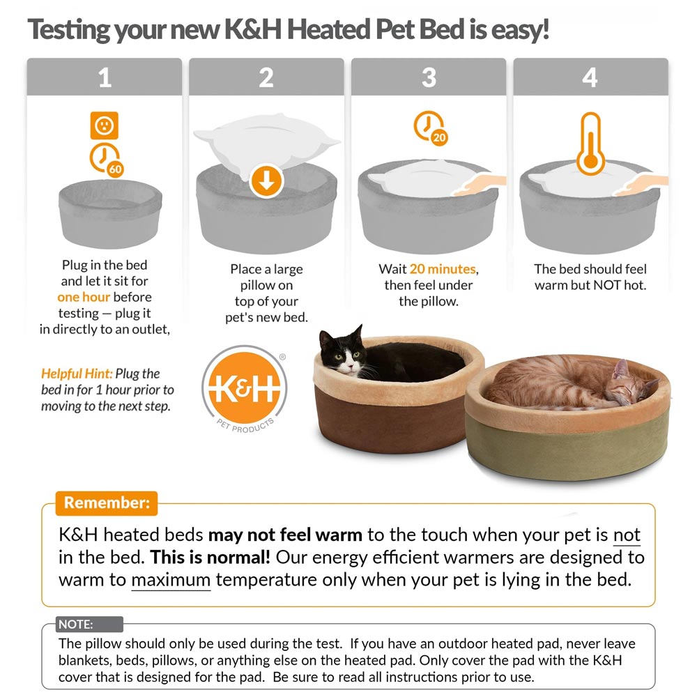 K&H Pet Products Thermo-Kitty Bed Indoor Heated Cat Bed - Safe, Energy Efficient & Washable