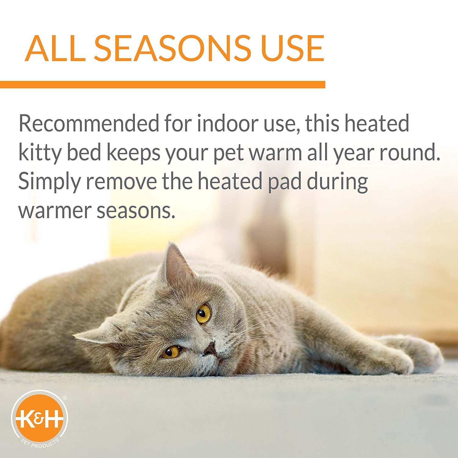 K&H Thermo-Kitty Cuddle Up Cat Bed - Indoor Heated Cat Bed with Low-Wall Design, Soft Foam Base & Removable Washable Cover