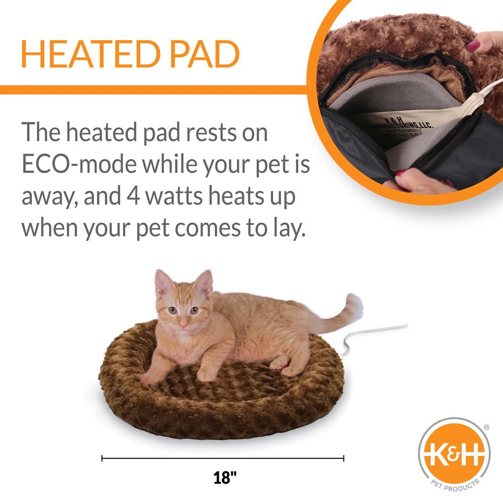 K&H Thermo-Kitty Fashion Splash Heated Cat Bed - Orthopedic, Energy-Efficient, Plush Indoor Cat Bed, Machine Washable