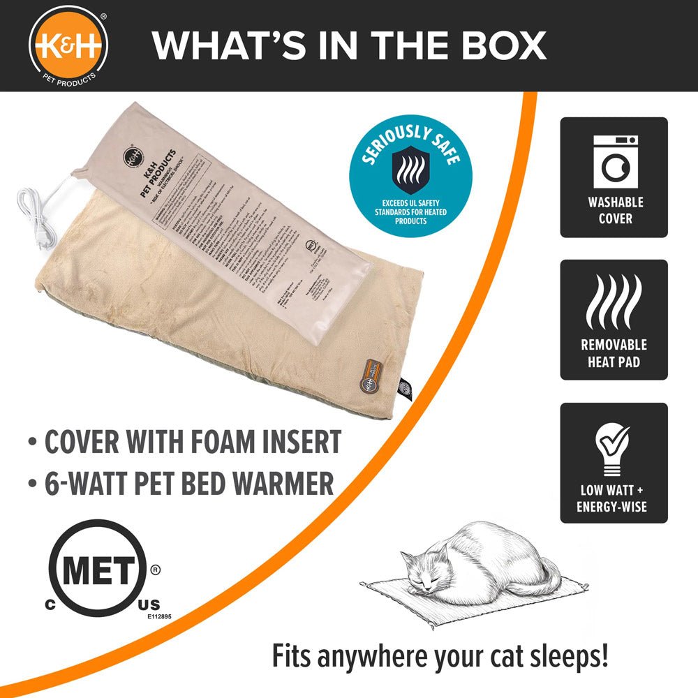 K&H Thermo-Kitty Heated Cat Bed - Energy-Efficient, MET Certified Indoor Cat Warming Mat