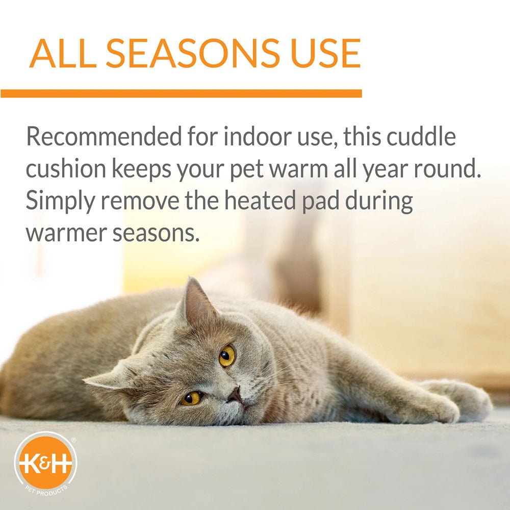 K&H Thermo-Pet Cuddle Cushion Heated Pet Bed - Indoor Heated Sofa-Style Bed for Cats & Small Dogs with Removable Cushion
