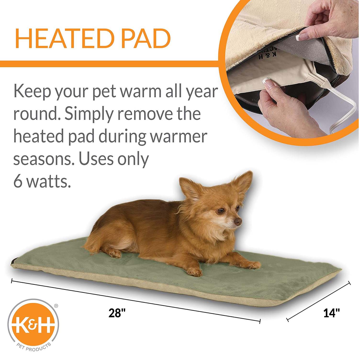 K&H Thermo-Pet Heated Mat for Small Dogs and Cats - Indoor Heated Bed Pad