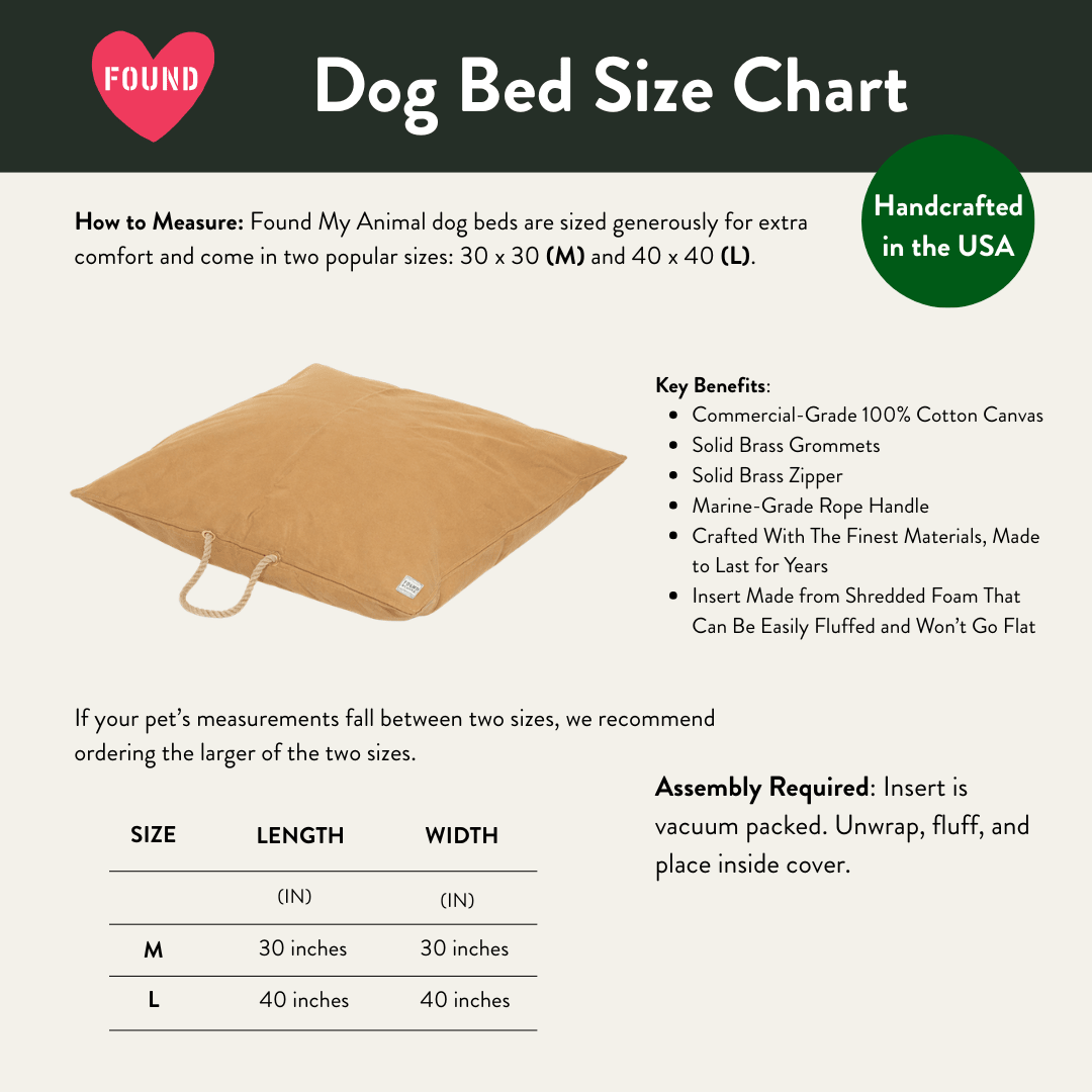 Khaki Waxed Cotton Canvas Dog Bed