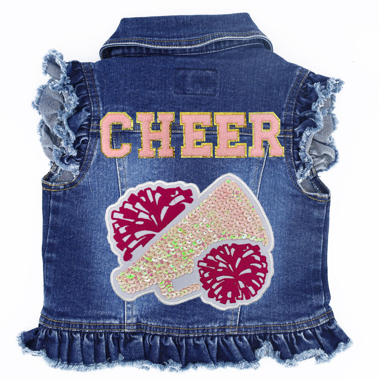 Cheer with Megaphone & Poms - Kids Denim Vest