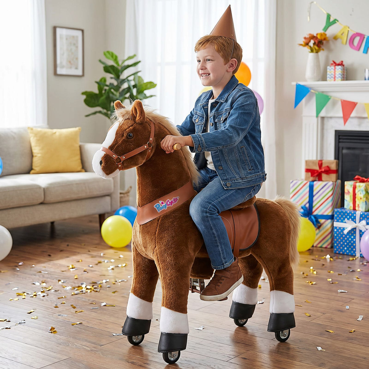 PonyCycle Large Ride On Horse Toy - Brown