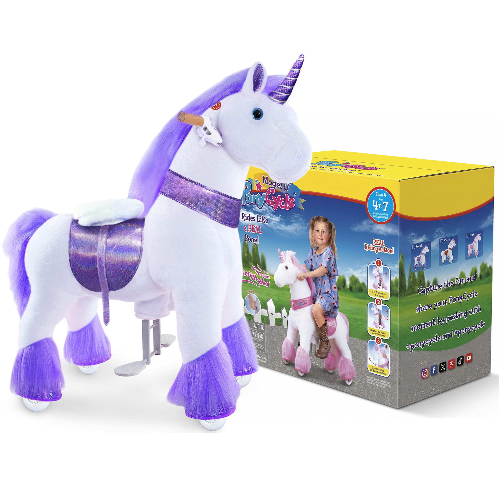 Model U Ride-On Unicorn Age 4-7 Purple