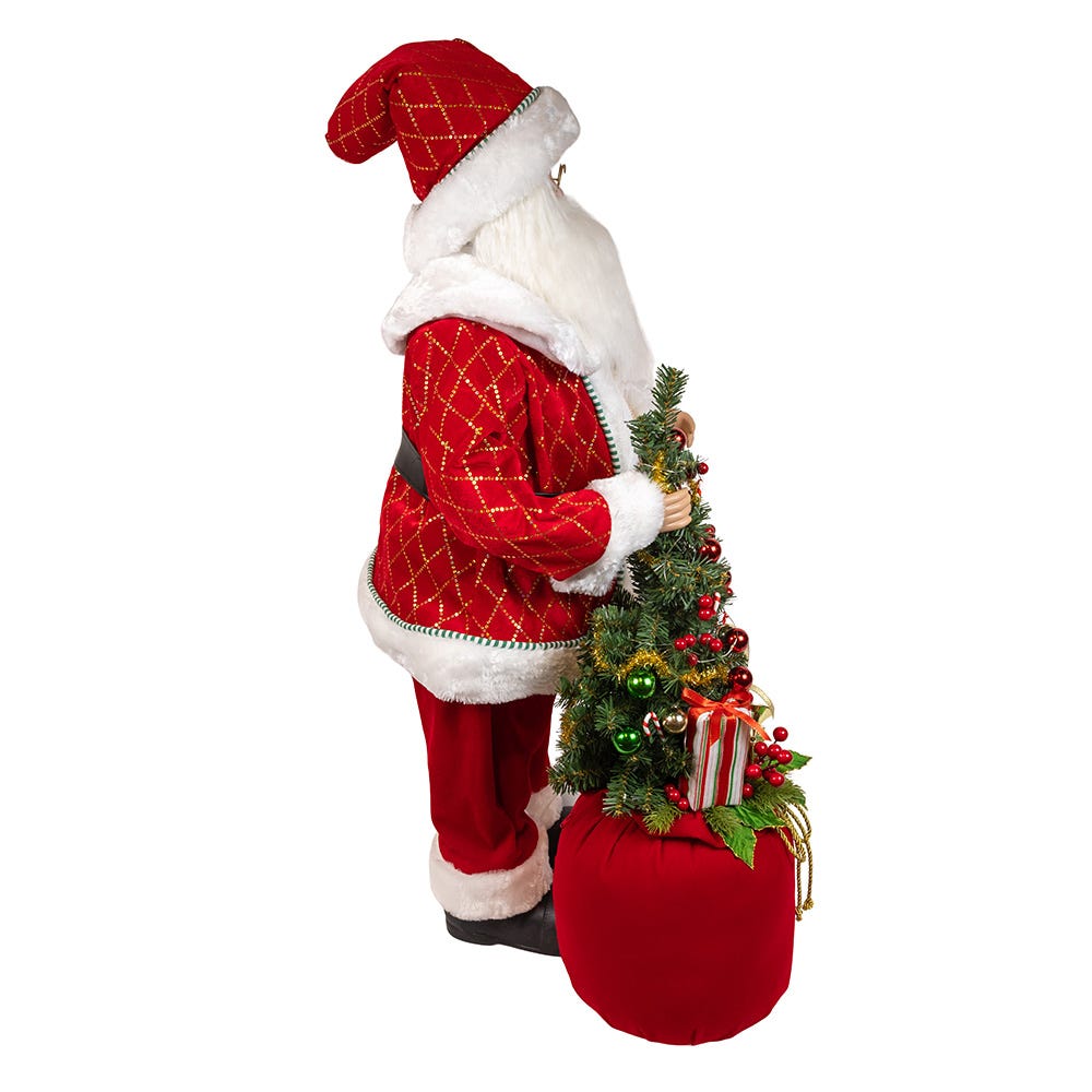 Kurt Adler 36-Inch Kringles Battery-Operated Santa With Bag and Tree