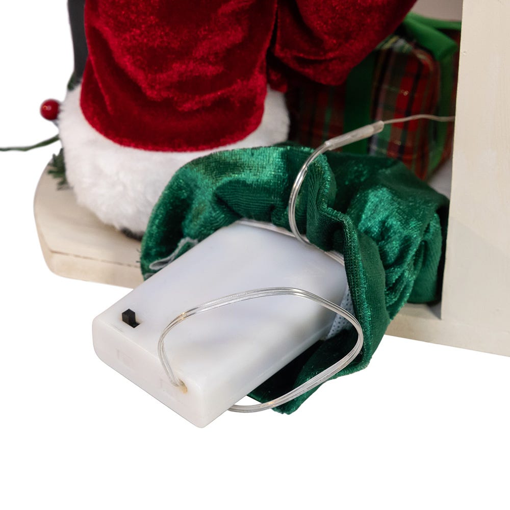 Kurt Adler 17-Inch KSA Kringles Santa with LED Fireplace Mantle