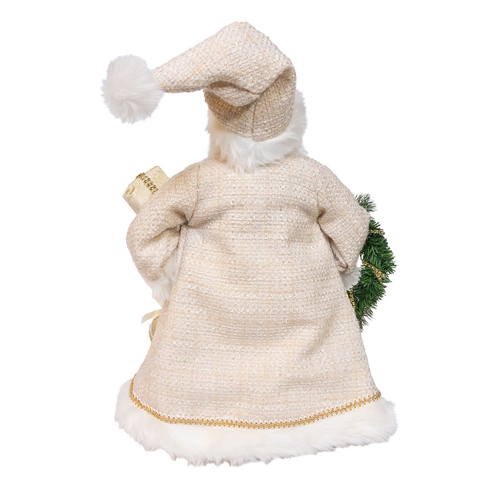 Kurt Adler 18-Inch Kringles Cream Santa with Gift and Wreath