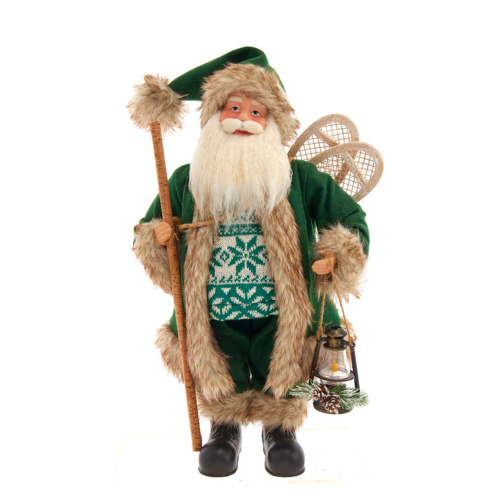 Kurt Adler 18.5-Inch Kringles Winter Green Santa with cane and lamp decoration