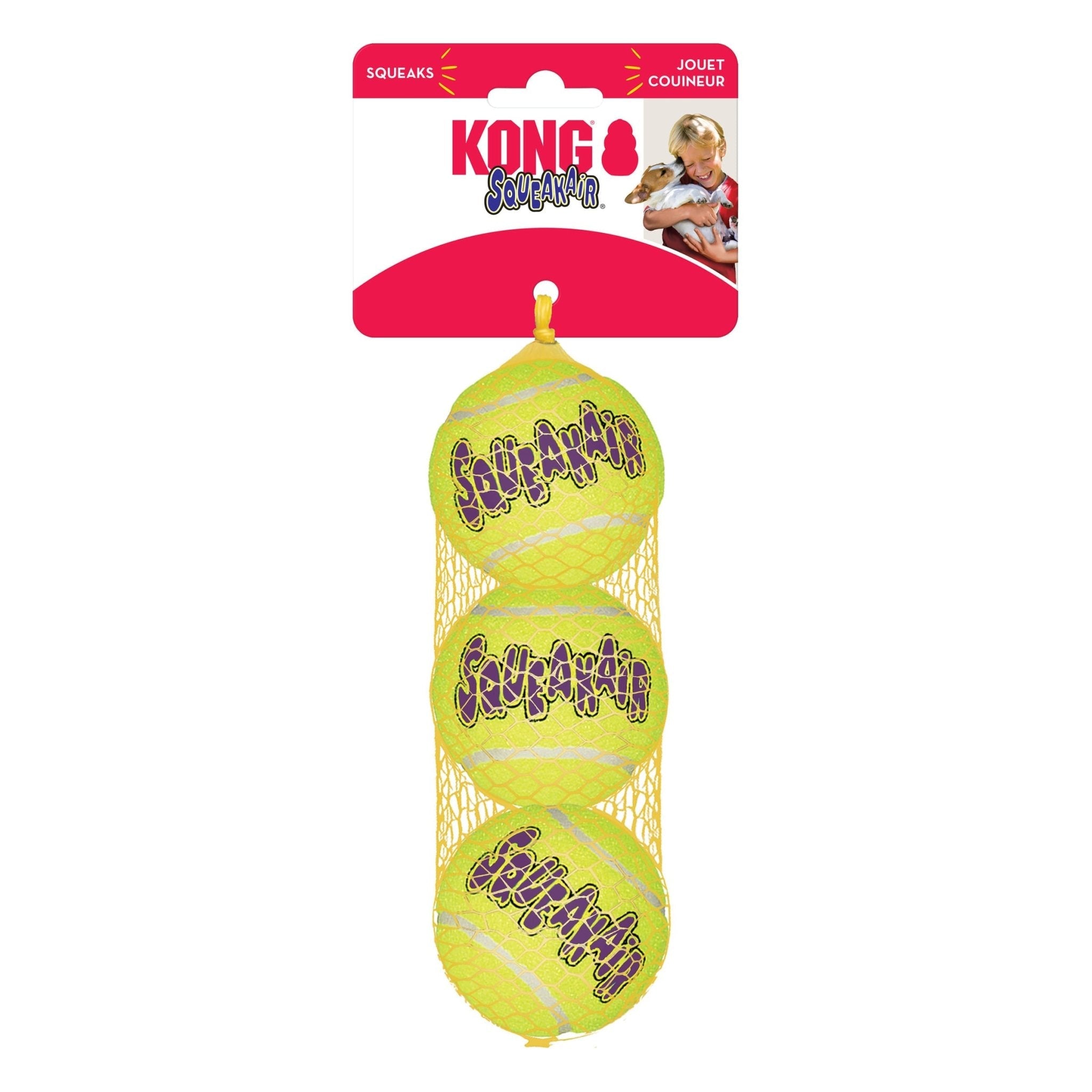 KONG SqueakAir Ball - Durable Squeaker Tennis Ball Dog Toy for Fetch & Play