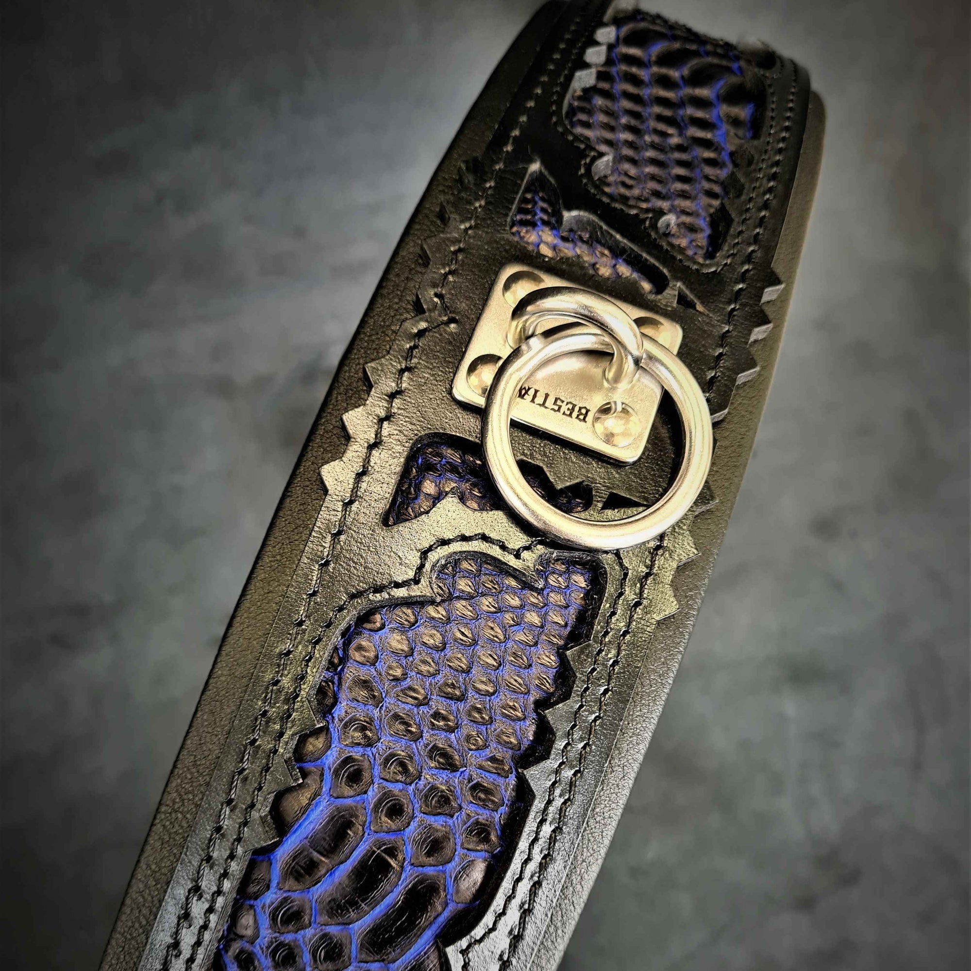 Bestia Indigo Leather Dog Collar